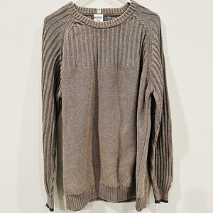 Vintage Columbia 90s Mens Crew Neck Tan Oatmeal Cotton Rib. Sweater Gorpcore XXL